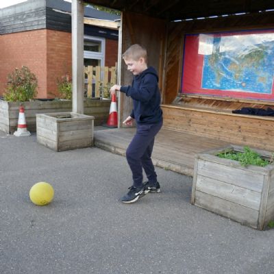 One pupil playing football