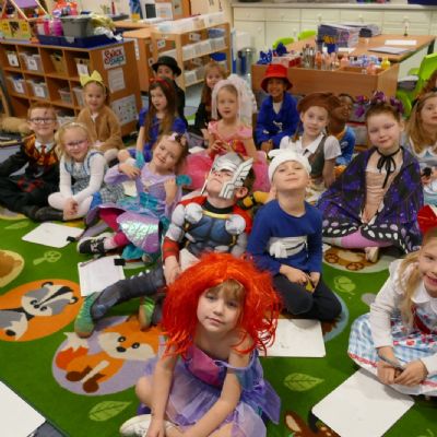 Year 1 pupils dressed up as various book characters for WBD