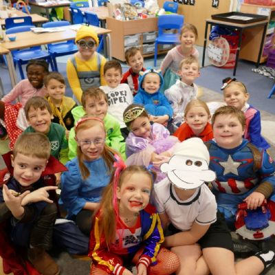 Year 2 pupils dressed up as various book characters for WBD