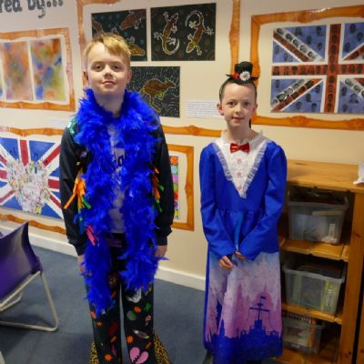 KS2  pupils dressed up as various book characters for WBD