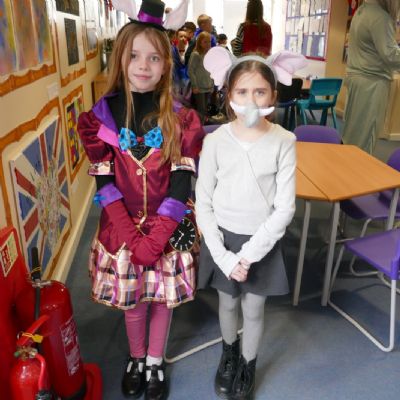 Year 4 pupils dressed up as various book characters for WBD