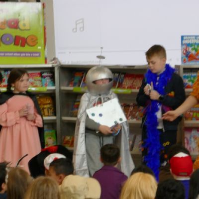 KS2  pupils dressed up as various book characters for WBD