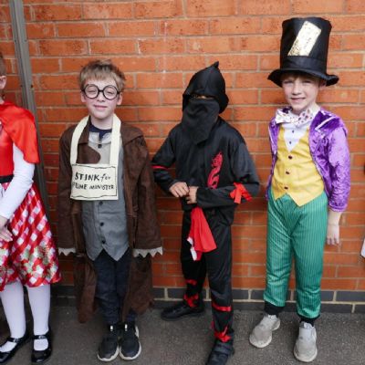 Year 4 pupils dressed up as various book characters for WBD